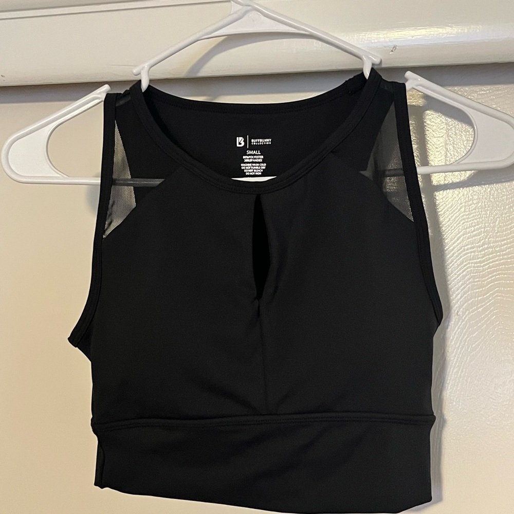 BuffBunny Black Mesh Detail Top